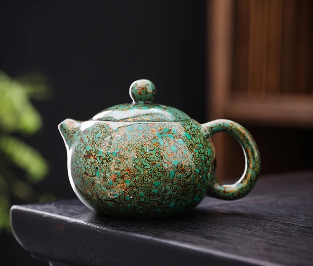 Turquoise Lacquered Zisha Teapot