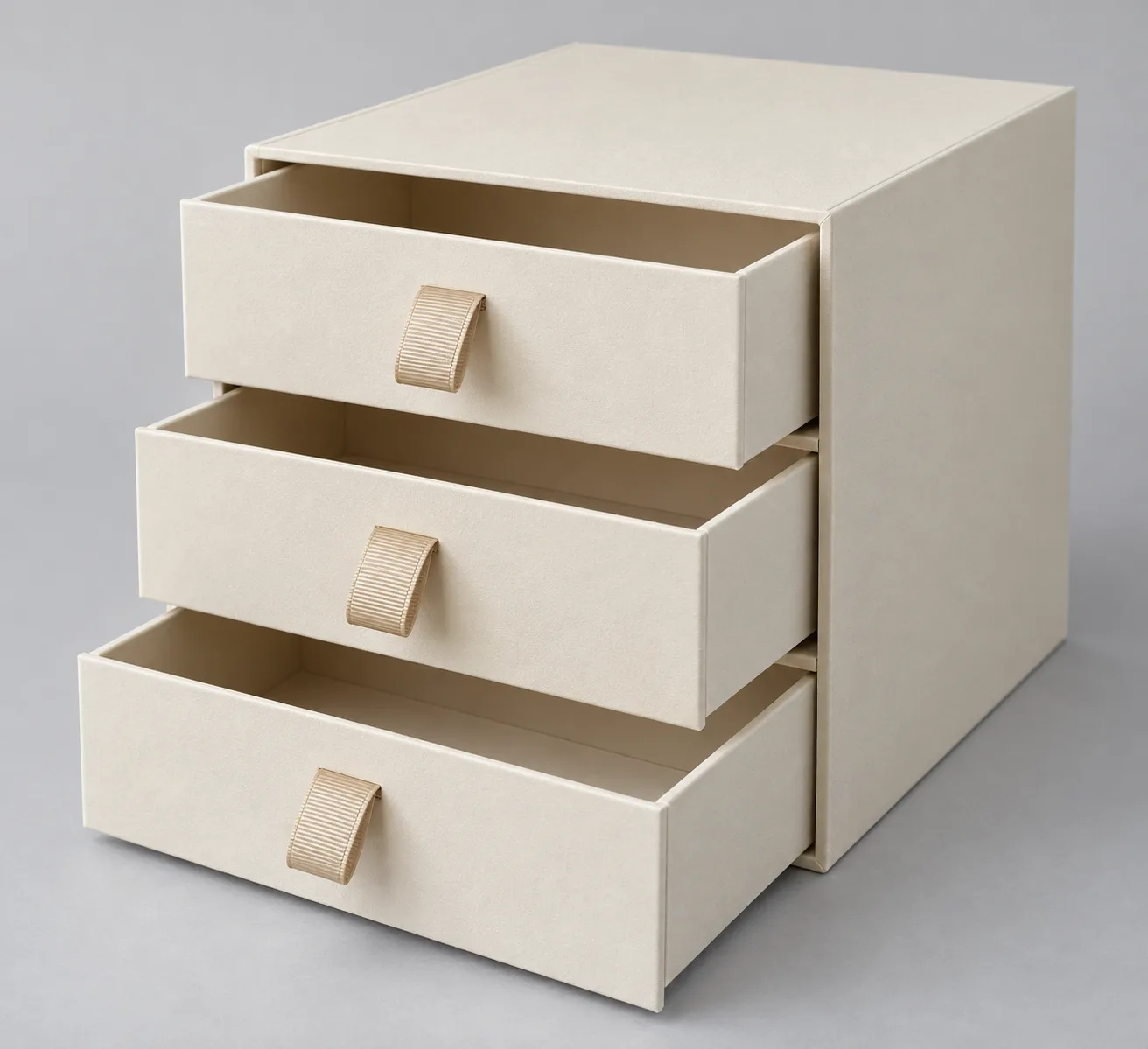 Three-Drawer Paperboard Box With Ribbon Pulls thumbnail 3