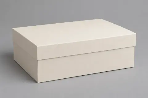 Two-piece rigid box with blue floral print on cream C2S art paper over CCNB