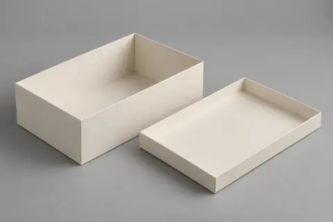 Plain cream two-piece rigid box made from CCNB with smooth C2S art paper finish