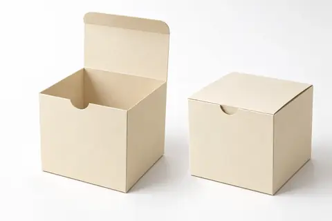 Kraft paper tuck top auto bottom box with botanical line art print and 'Botanical Daily Care' text in green